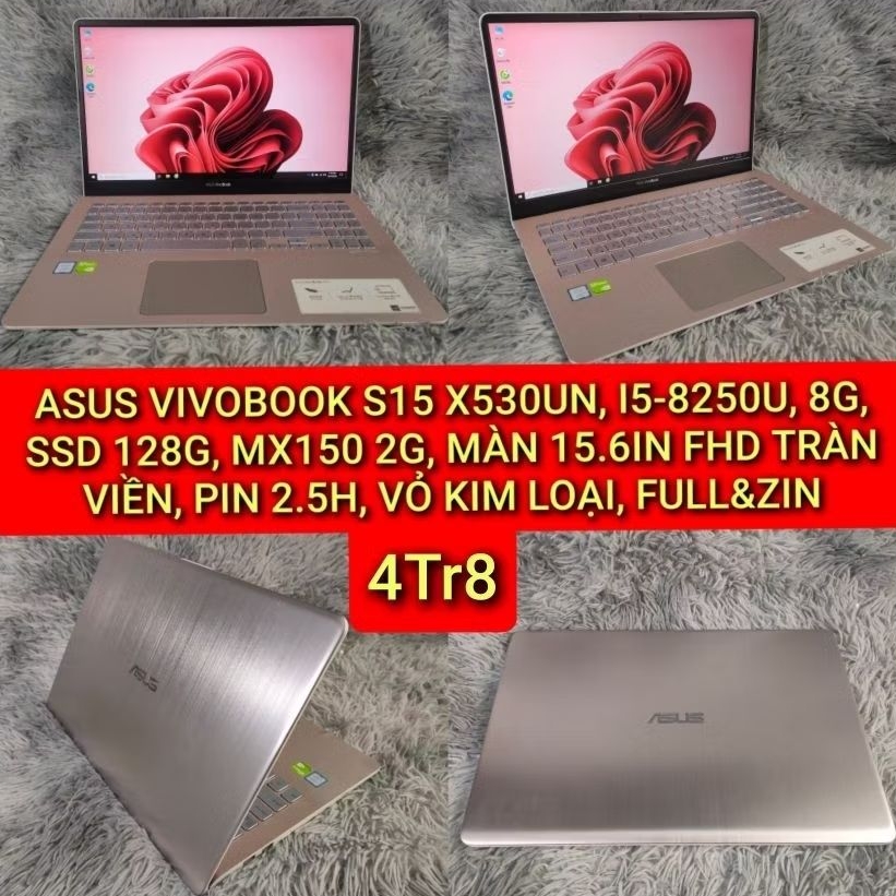 LAPTOP ASUS VIVOBOOK S15 X530UN, I5-8250U, 8G, SSD 128G, MX150 2G, MÀN 15.6IN FHD TRÀN VIỀN, PIN 2.5