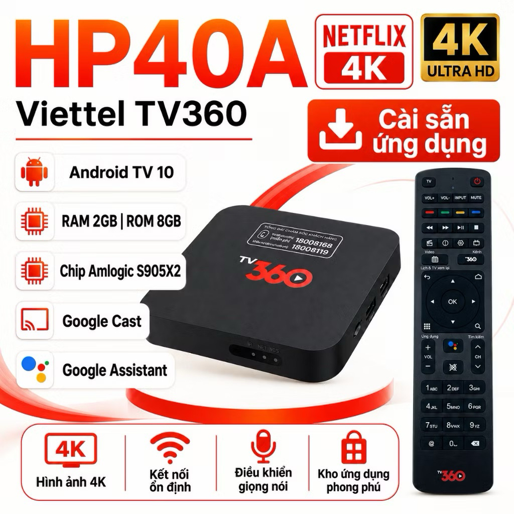 Box tv360 Viettel- Hp40a- Đã up rom- Youtube- Truyền hình- Giải trí