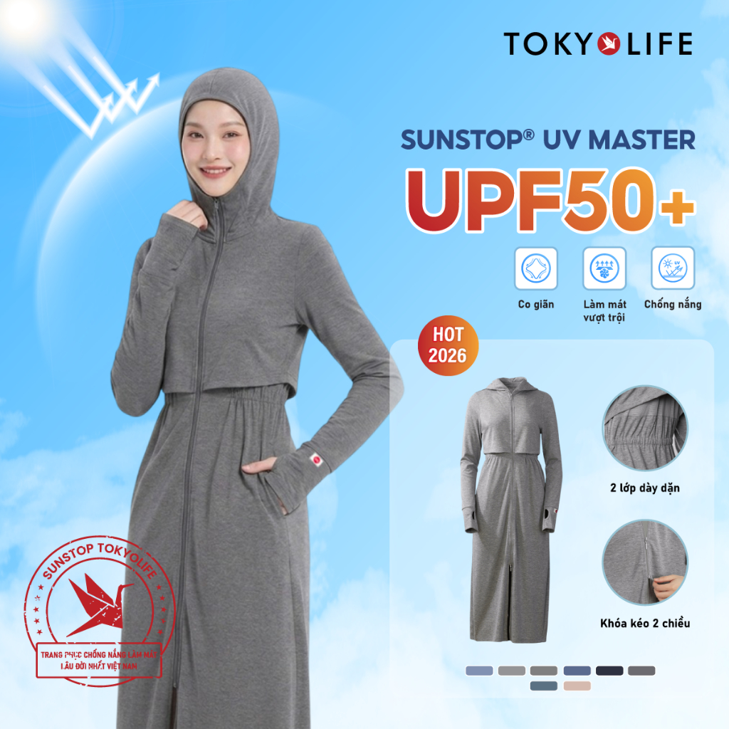 Áo khoác chống nắng NỮ SunStop Master chống tia UV dáng dài thoáng mát tối ưu TOKYOLIFE 40000096
