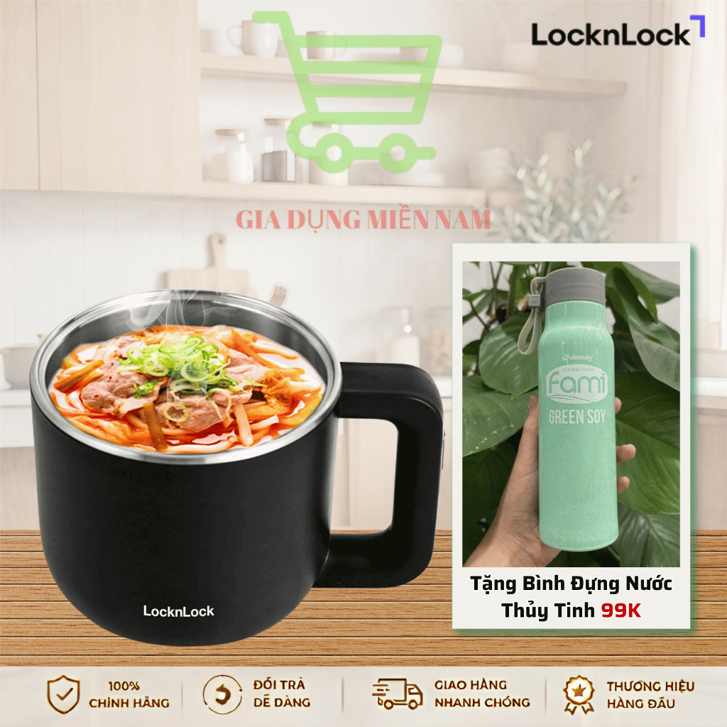 Nồi điện đa năng LocknLock EJP116BLK, dung tích 0.8L - Hàng Chính Hãng