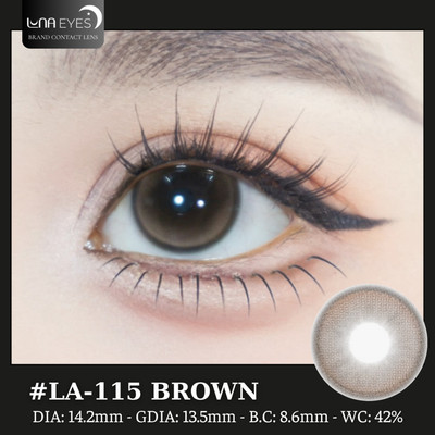 [6 tháng] Lens mắt LA-115 Brown màu nâu mật ong viền omber tự nhiên, size vừa - thương hiệu LUNA EYES