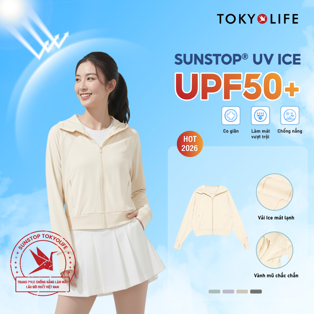 Áo khoác chống nắng TOKYOLIFE SunStop Ice kiểu dáng thời trang, bảo vệ da toàn diện 40003392