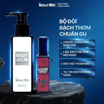 Combo Dung Dịch Vệ Sinh Bright & Clean 150ml - Xịt Thơm Miệng Kissing Spray 20ml LYD Wolf On