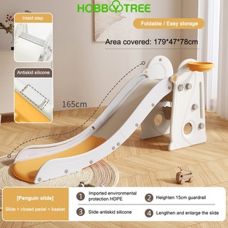 Cầu trượt nhựa máng dài 165cm kết hợp bóng rổ Hobbytree