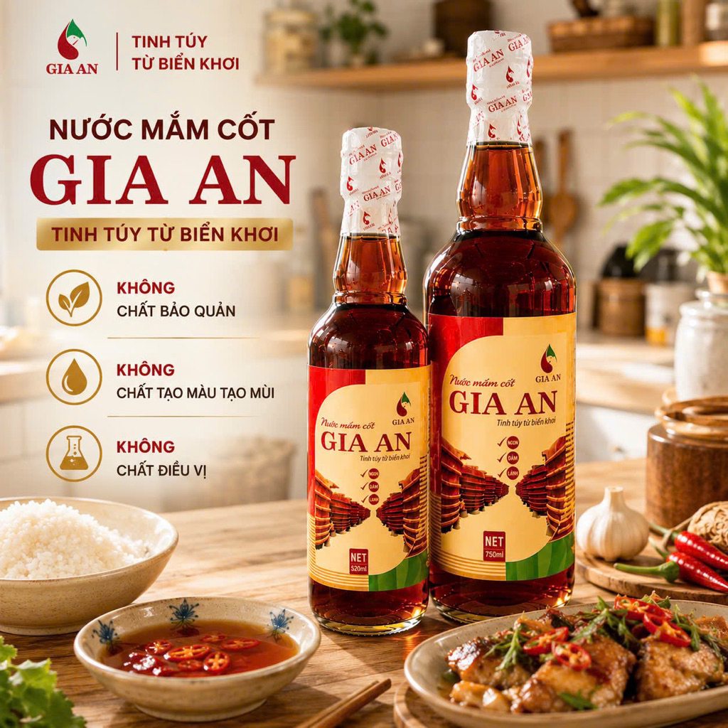 COMBO 2 CHAI NƯỚC MẮM CỐT GIA AN  28N _ 33N / 520ML