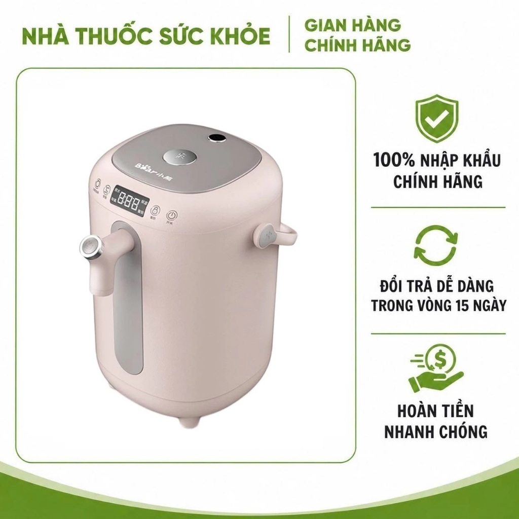 Bình thuỷ điện Bear KE-B30V1 3 lít - Chất liệu cao cấp, 11 mức nhiệt, khử Clo