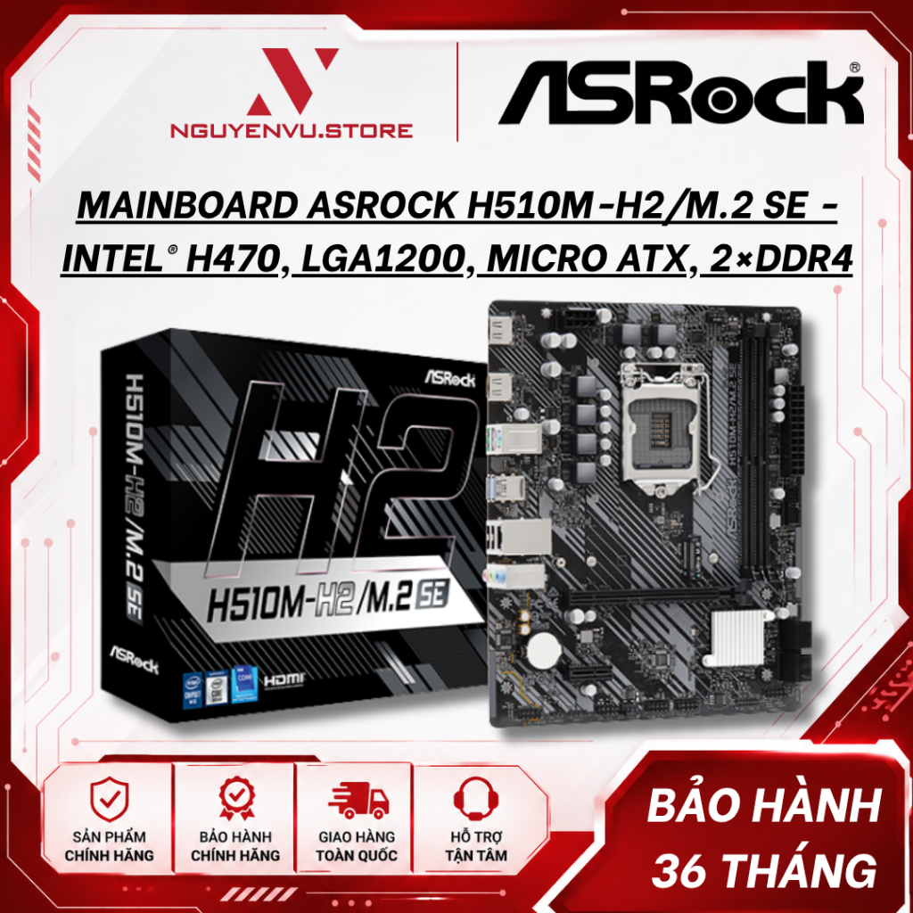 Mainboard Asrock H510M-H2/M.2 SE - Intel® H470, LGA1200, Micro ATX, 2×DDR4 - Hàng chính hãng