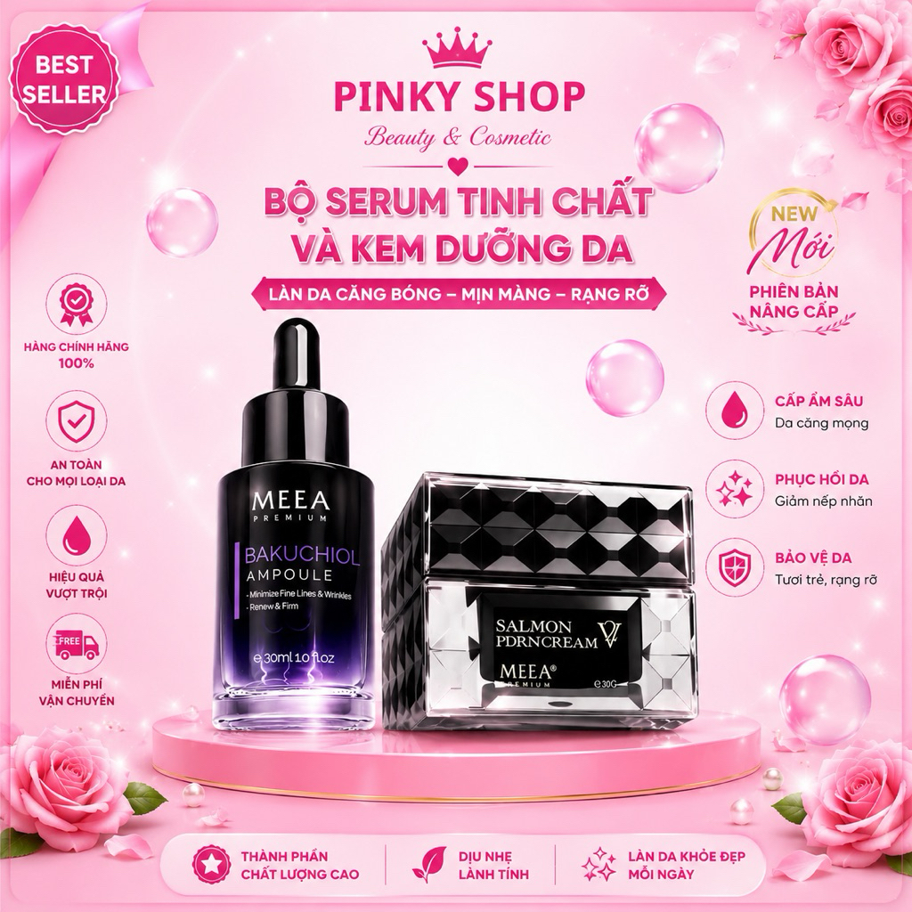 Combo Tinh Chất Bakuchoil & Kem Face Dna Collagen Ver 2 - Meea