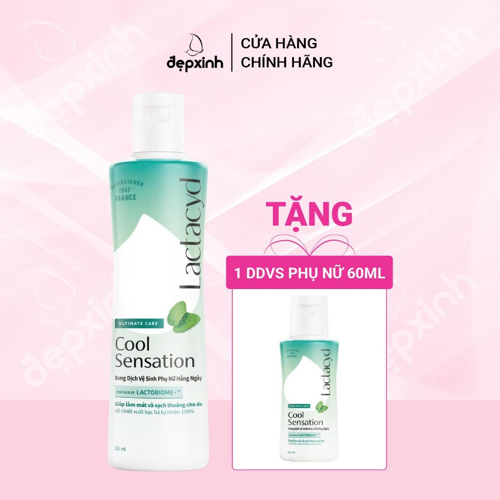 [TẶNG DDVS 60ML] Dung dịch vệ sinh phụ nữ Lactacyd Cool Sensation mát lạnh 250ml