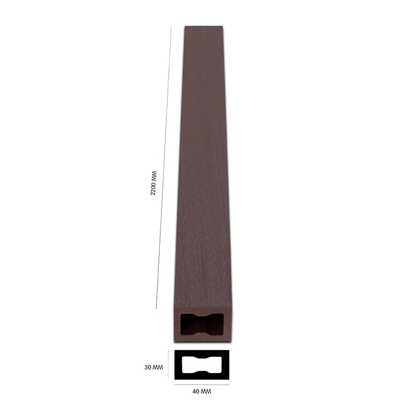 Thanh Hộp Gỗ Nhựa Ngoài Trời AWOOD 30x40 (Mã AER30x40-cedar) - Làm Hàng Rào, Lam Che Nắng Màu Đỏ Gỗ