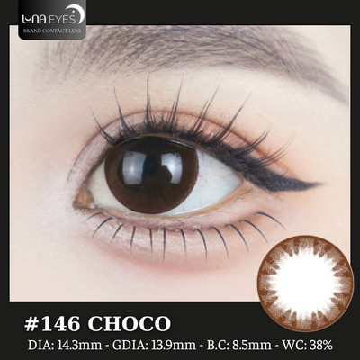 [6 tháng] Lens mắt 146 Choco màu nâu socola hình cánh hoa tự nhiên, size vừa - thương hiệu LUNA EYES