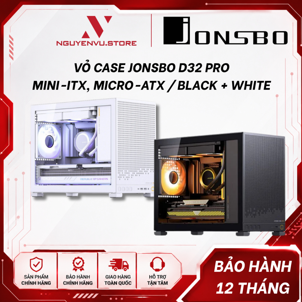 Vỏ case Jonsbo D32 Pro (Mini-ITX, Micro-ATX/Black) - Hàng chính hãng
