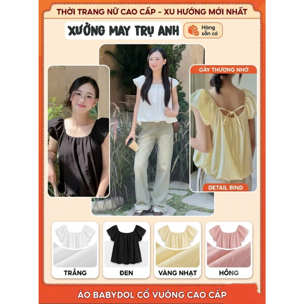 Áo kiểu cổ rộng dáng bồng MIHO HOUSE