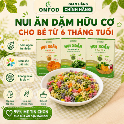 Nui ăn dặm cho bé từ 6 7 9 tháng 1 tuổi ANPASO ONFOD mì nui hữu cơ đồ ăn dặm cho bé