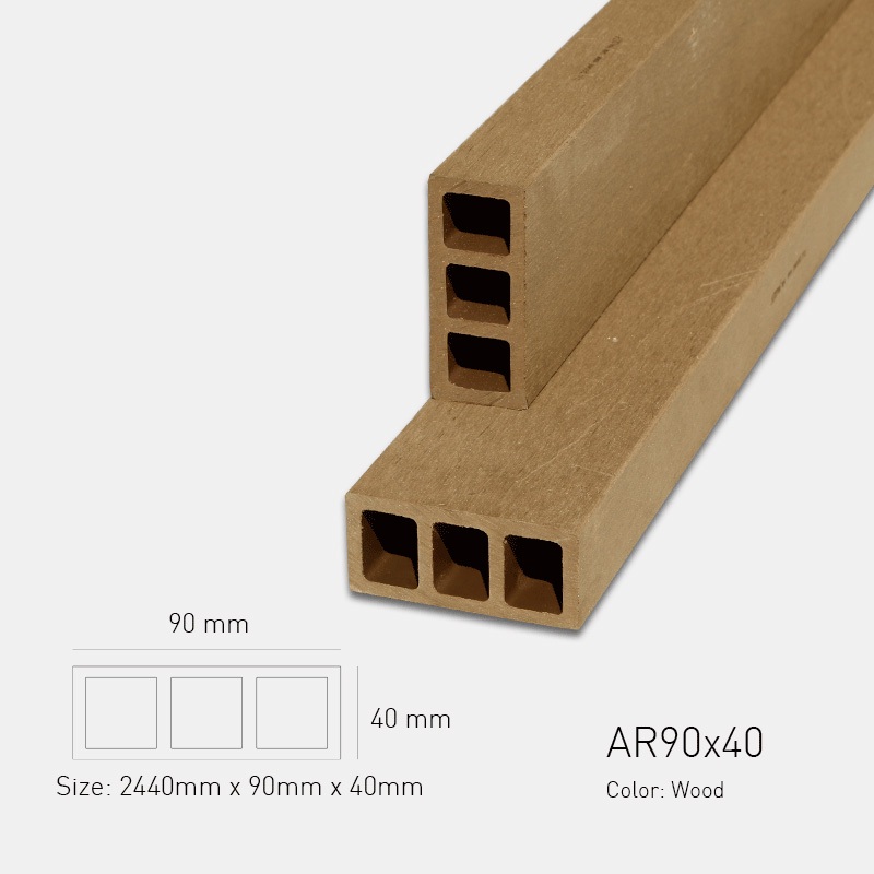 Thanh Lam Hộp Gỗ Nhựa Ngoài Trời 90x40 Đa Năng (Mã AR90x40-wood) - Làm Trụ Giàn Hoa Màu Gỗ Tự Nhiên
