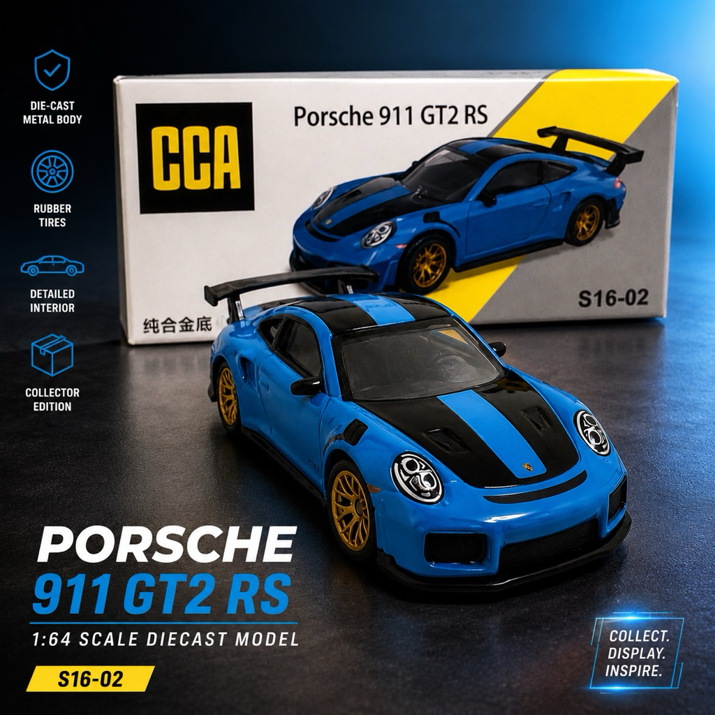 🔥 CCA Porsche 911 GT2 RS 1:64 Xe Mô Hình Kim Loại Cao Cấp | Mở Cửa | Collector Edition