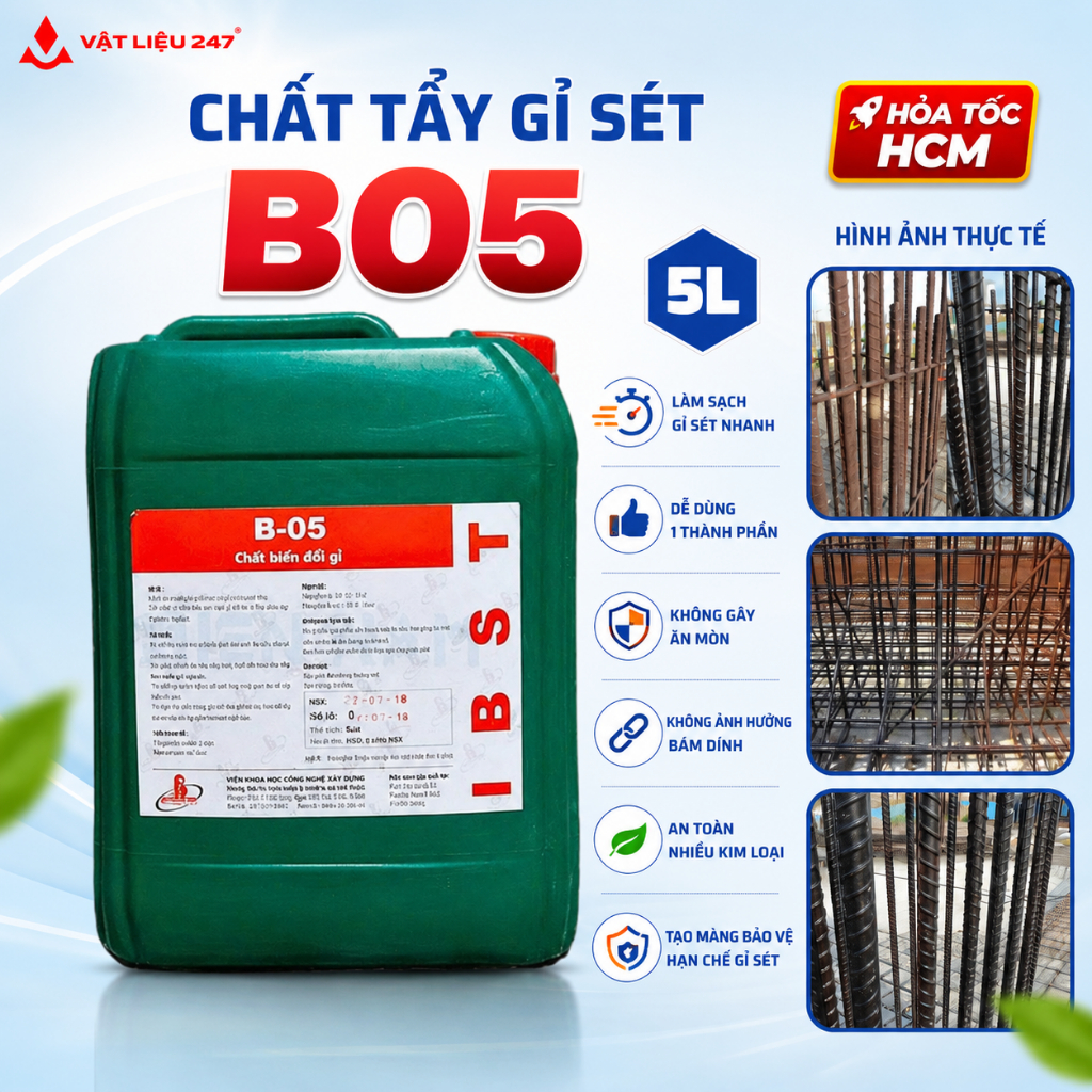 B05 - Chất Tẩy Gỉ Sắt Thép B05 Can 5 Lít - Tẩy Ghỉ Sét Hiệu Quả