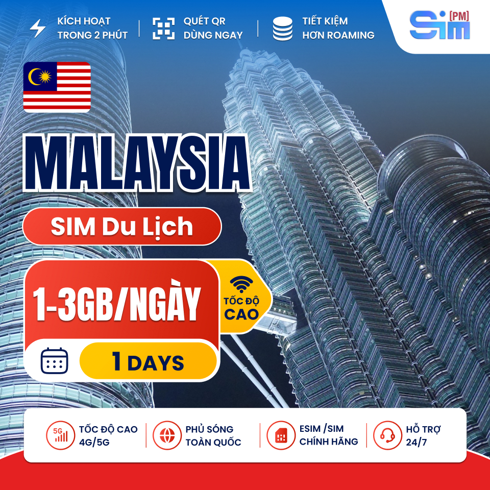 Sim du lịch Malaysia 1 ngày tốc độ cao