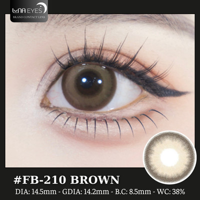 [6 tháng] Lens mắt FB-210 Brown màu nâu trơn tự nhiên, viền to, size lớn - thương hiệu LUNA EYES
