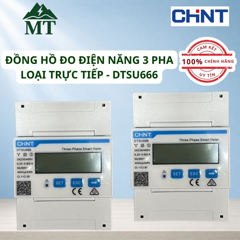 Đồng Hồ Đo Điện Năng 3 Pha Loại TRỰC TIẾP CHINT - DTSU666 3×230/400V 5(80)A