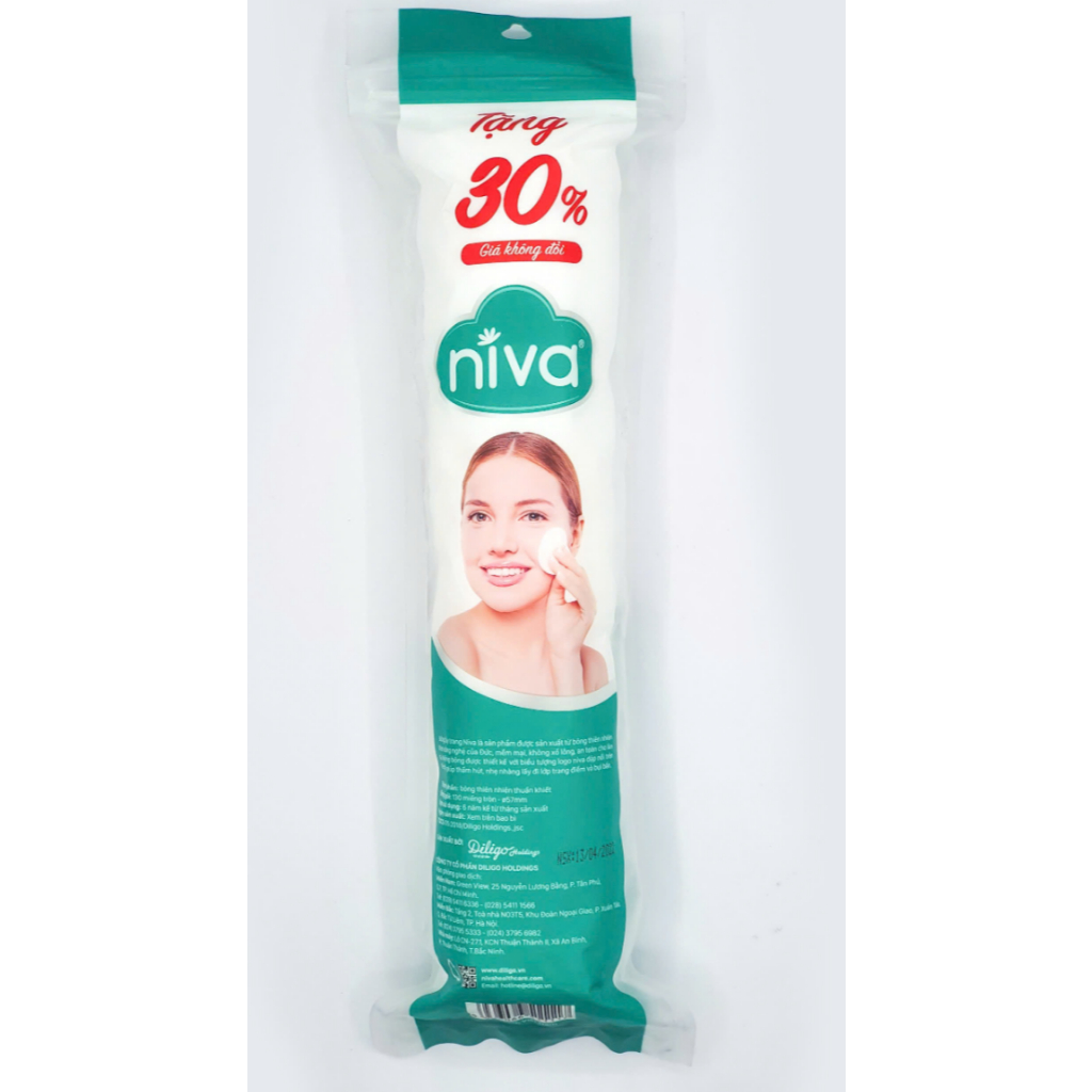 Túi 130 Miếng Bông Tẩy Trang Tròn CZ2 NIVA Bông Tự Nhiên 100% Mềm Mại An Toàn Cho Da Nhạy Cảm