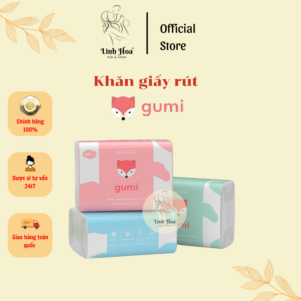 thùng 42 gói giấy ăn cao cấp Gumi 3 lớp mềm mịn, tiện lợi cho gia đình
