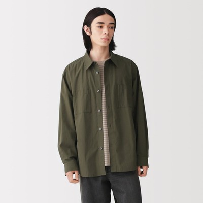 [26AW] MUJI Áo Sơ Mi Nam Vải Broadcloth Dáng Rộng