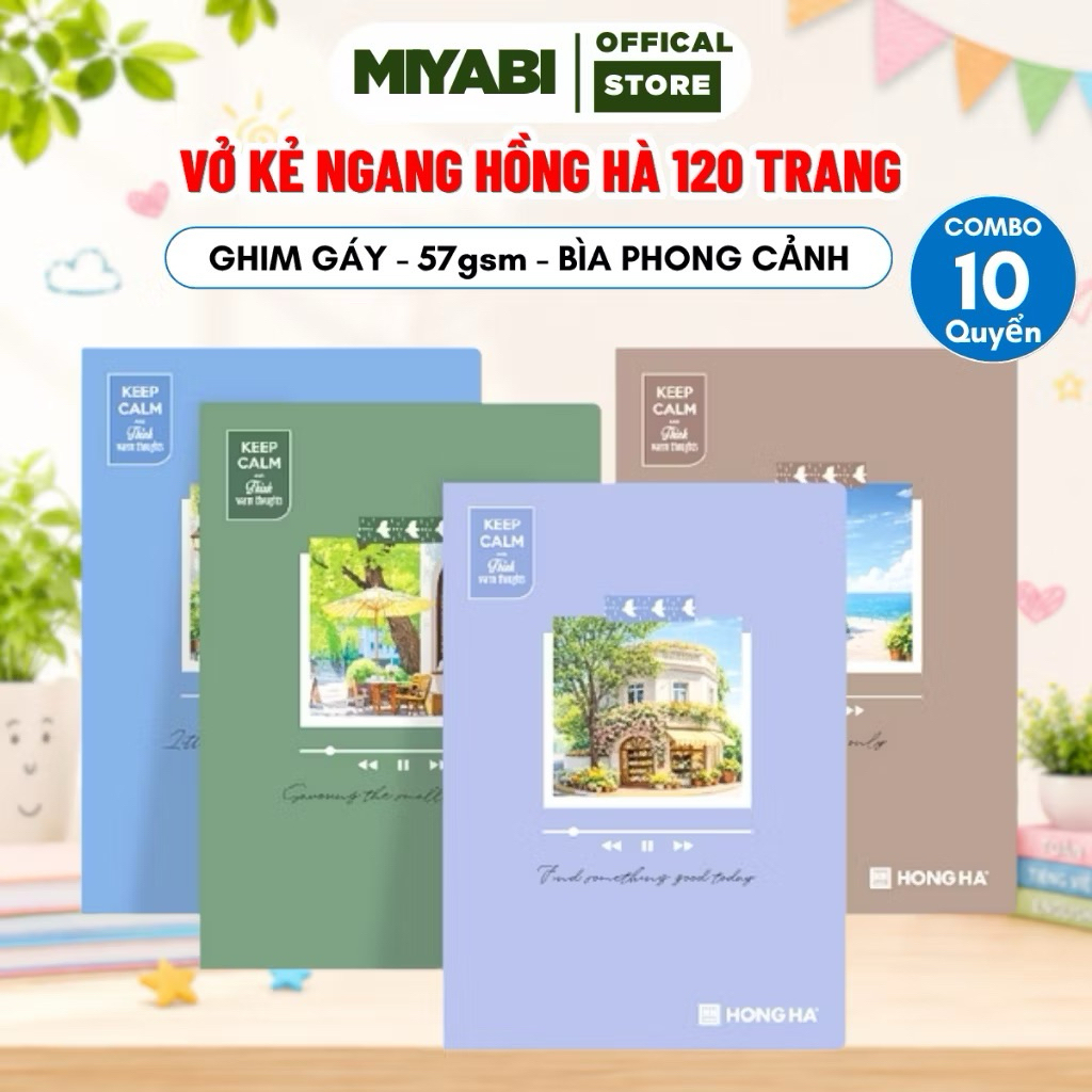 Vở kẻ ngang 120 trang Hồng Hà SET 10 quyển - vở kẻ ngang ghi chép cao cấp - MIYABI STORE