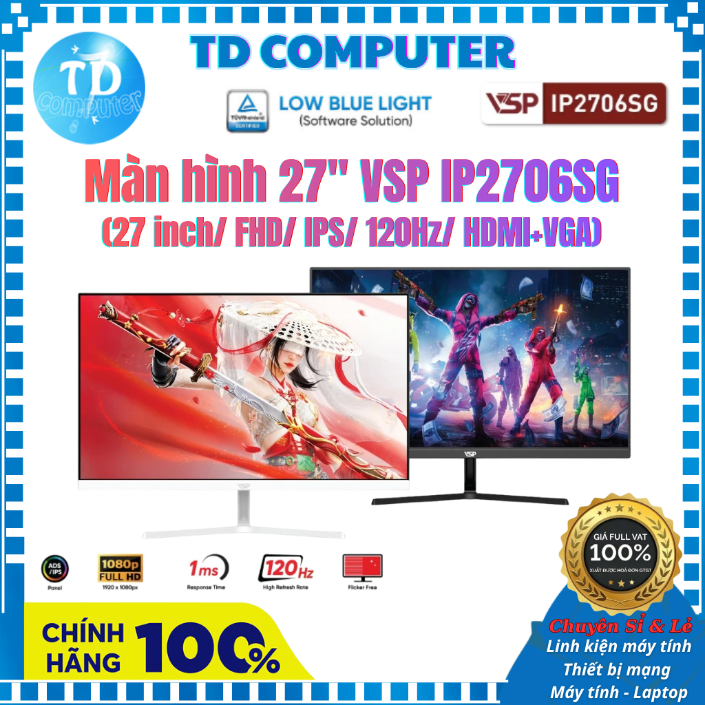 Màn hình LCD 27" VSP IP2706SG (27 inch/ FHD/ IPS/ 120Hz/ HDMI+VGA) - Hàng chính hãng VSP phân phối