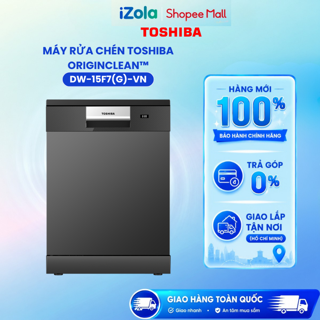 Máy rửa chén độc lập Toshiba DW-15F7(G)-V - Hàng chính hãng