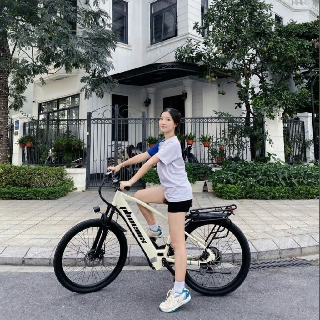 Xe Đạp Điện Trợ Lực Phoenix D2 24 Inch 36V 400W Pin 15Ah Shimano 7 Cấp Đi 100Km Phanh Đĩa Tải 180Kg 