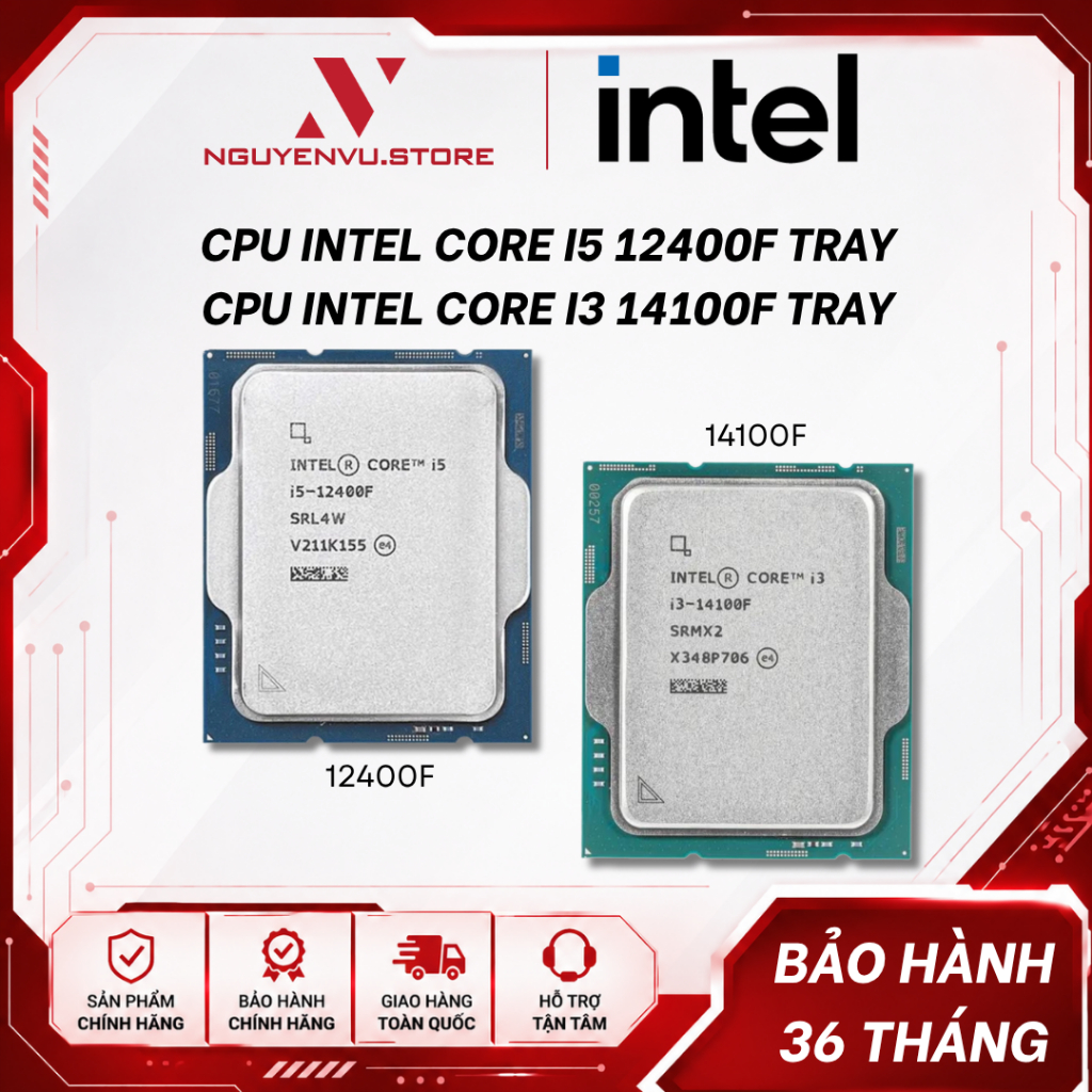 [Full VAT] CPU Intel Core i5 12400F Tray Không Box / 14100F Tray không box - Bảo hành 3 năm
