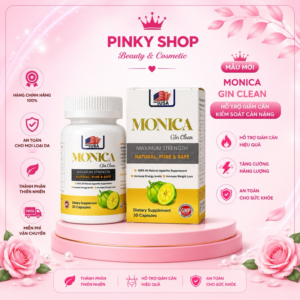 Viên uống giảm cân MONICA, giảm cân đốt mỡ siết cơ MONICA Made In USA - Hộp 30viên