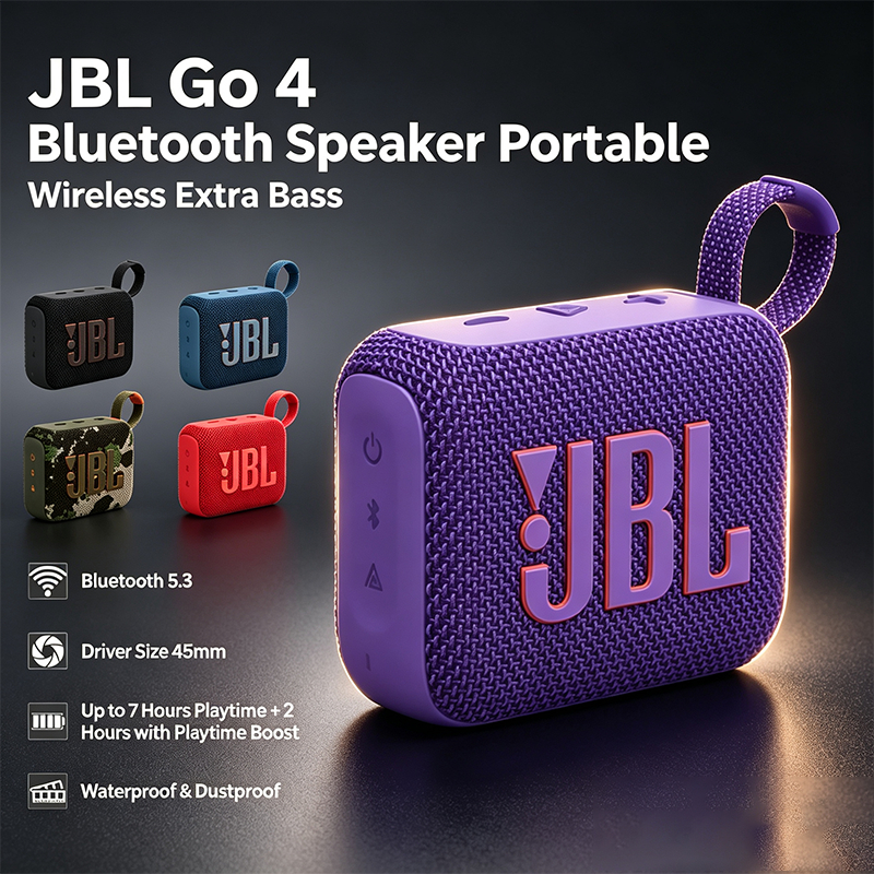 JBL Go4 Mini Portable Bluetooth Speaker IP67 Waterproof Dustproof Powerful Bass 5H Playtime JBL Go3