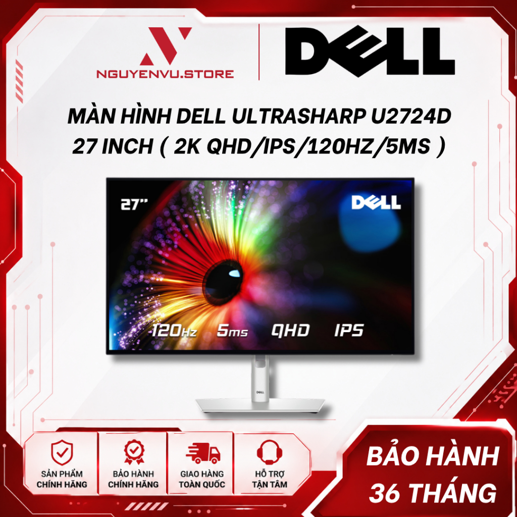 Màn Hình Dell UltraSharp U2724D 27 inch ( 2K QHD/IPS/120Hz/5ms ) - Hàng Chính Hãng
