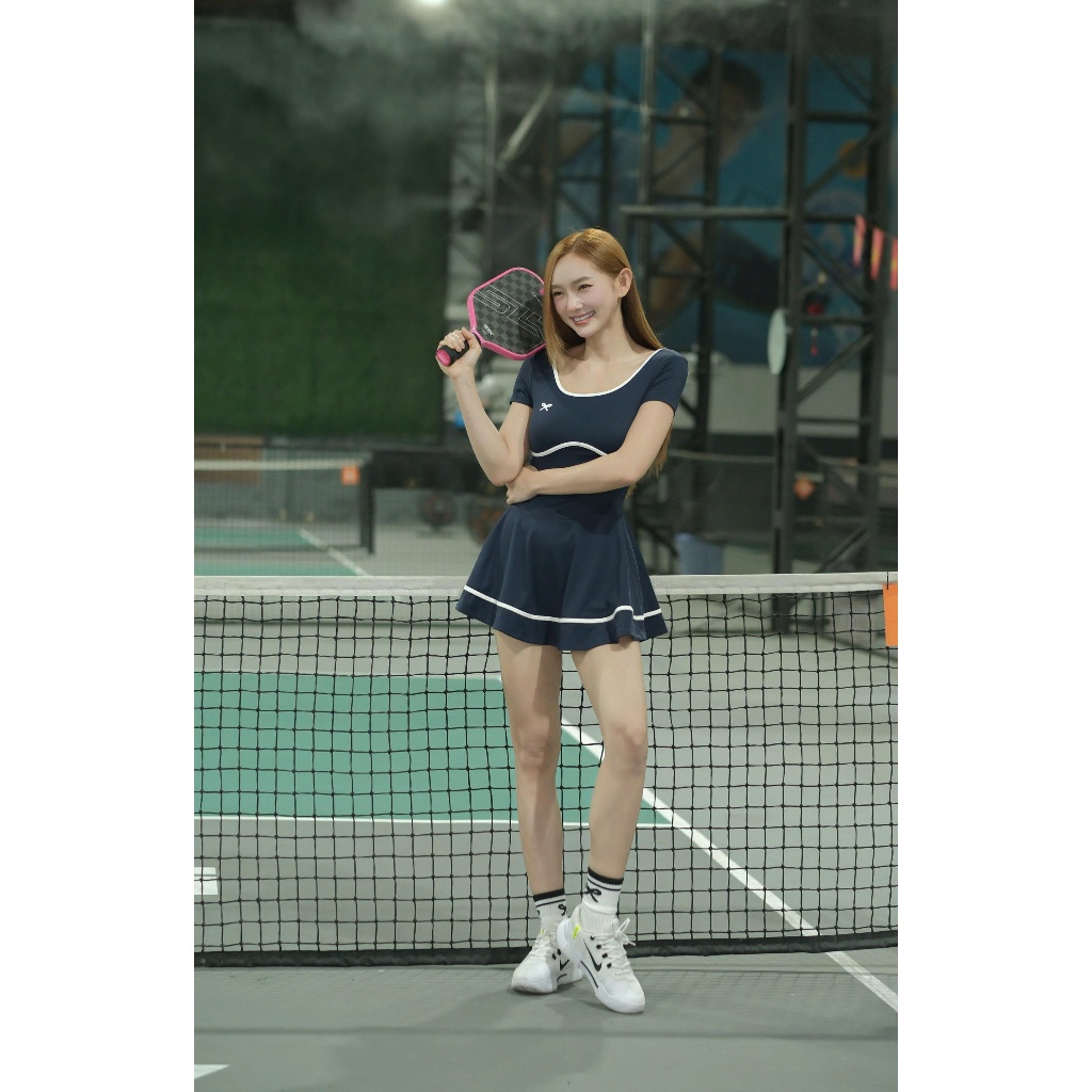Set váy Belle màu xanh navy kèm quần bảo hộ Ribbon Fit
