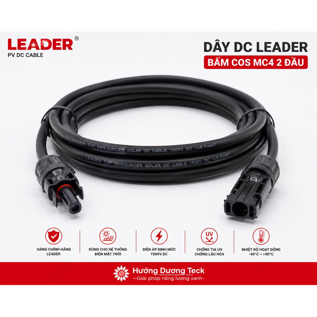 Cặp dây DC Leader Bấm Cos Mc4 2 đầu