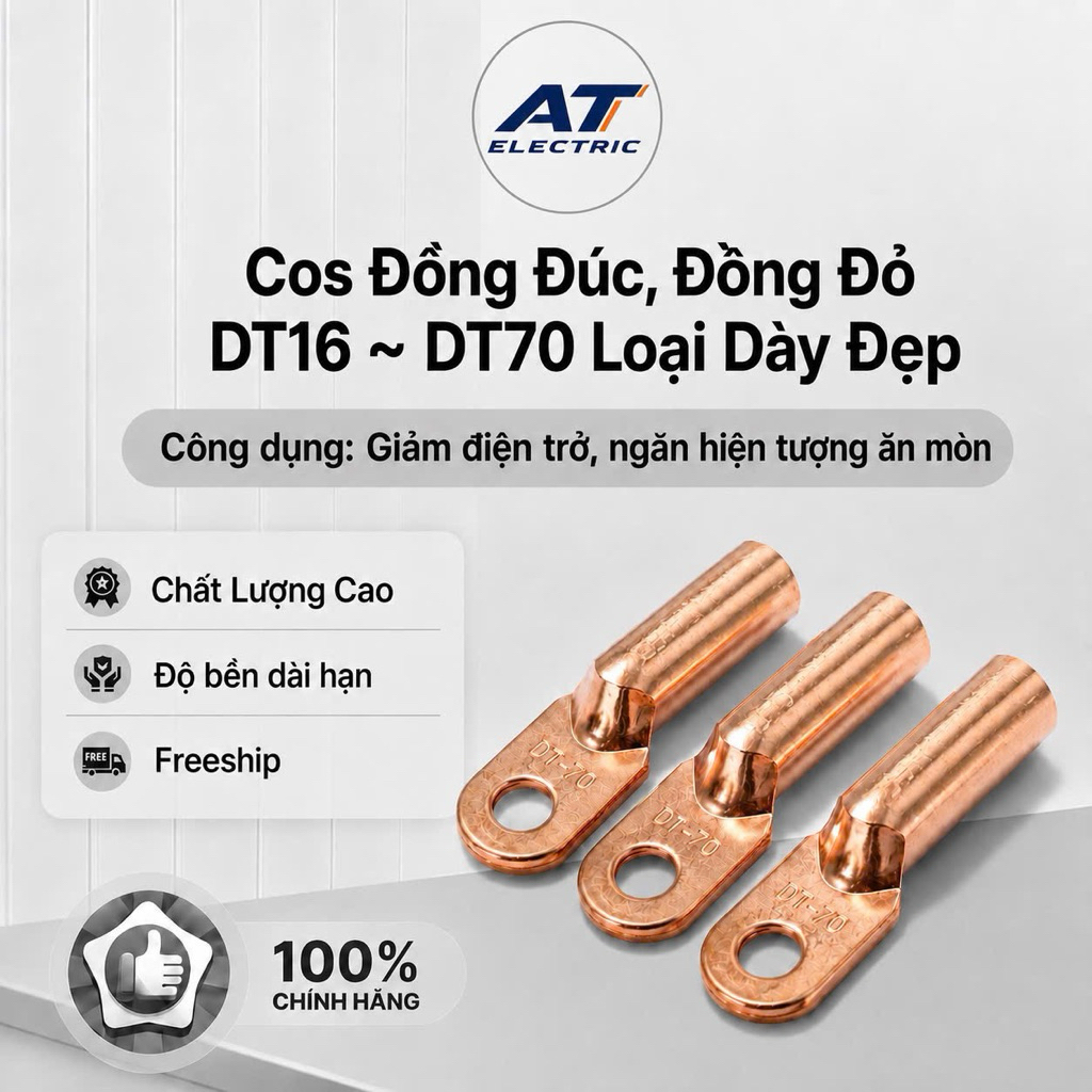 Cos đồng đỏ, đồng đúc các loại từ DT10, DT16, DT25, DT35, DT50, DT70