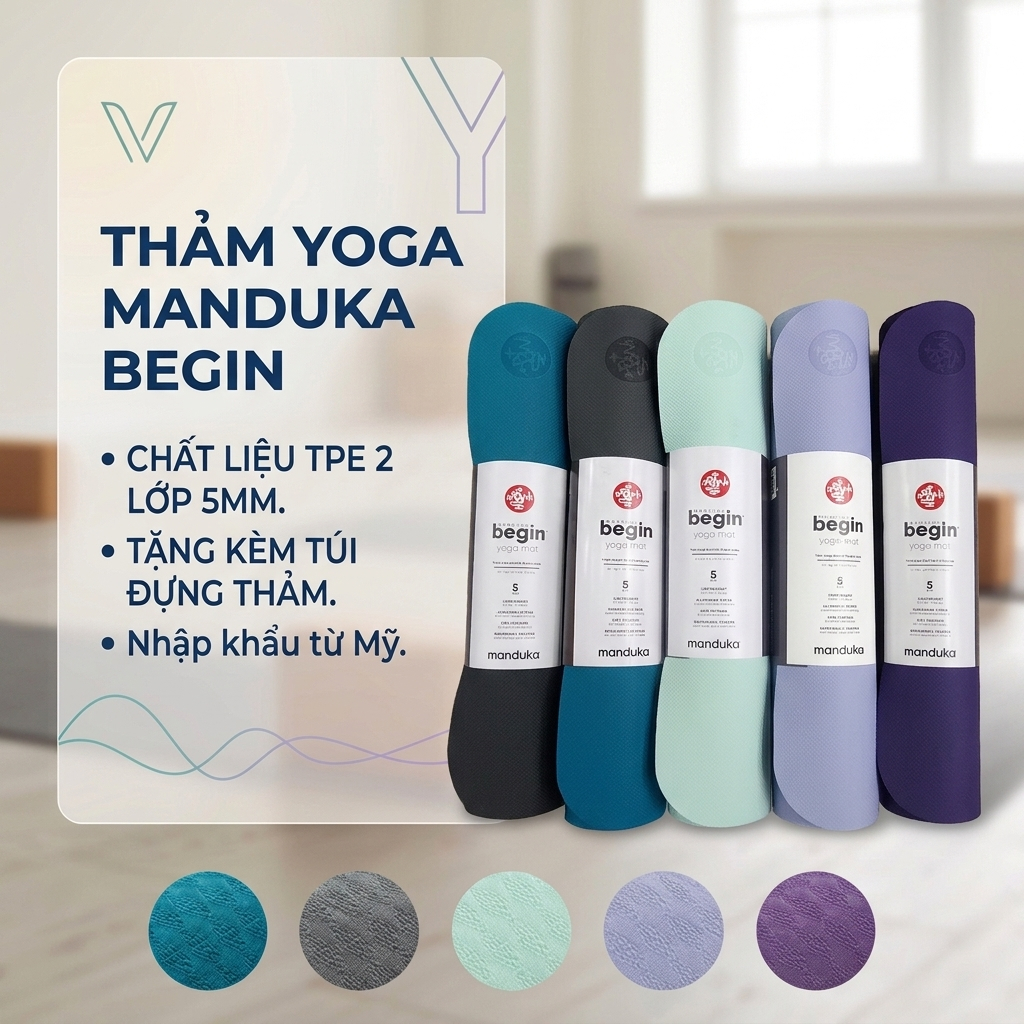 THẢM YOGA MANDUKA BEGIN - TPE 2 LỚP (TẶNG KÈM TÚI ĐỰNG THẢM)