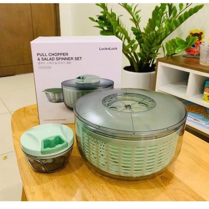 Bộ sản phẩm rổ quay rau và dụng cụ băm nhỏ Lock and Lock tiện dụng, dễ dàng vệ sinh