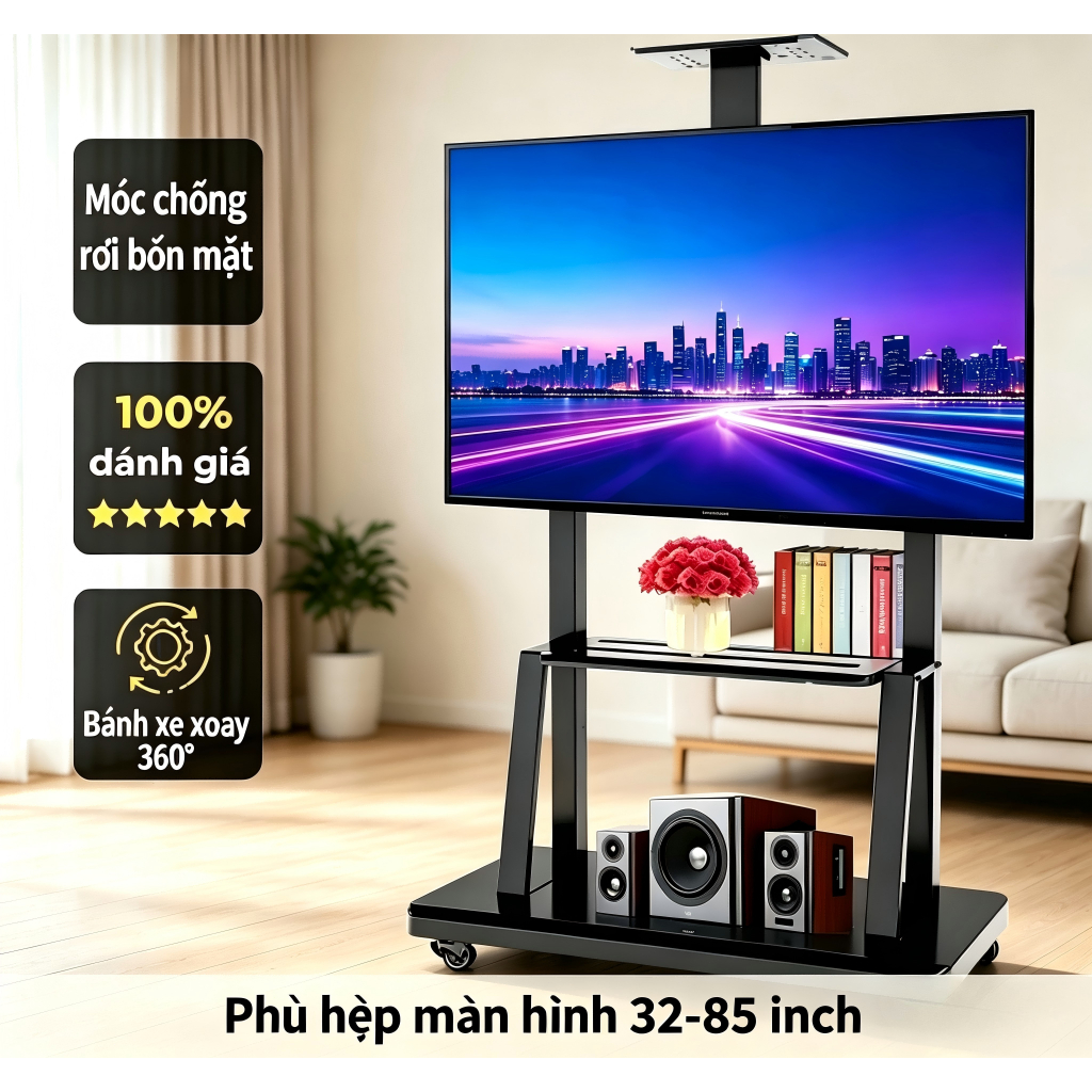 32-85 inch Giá treo tivi di động Phù hợp màn hình TV 32-85 inch Bánh xe đa hướng di chuyển