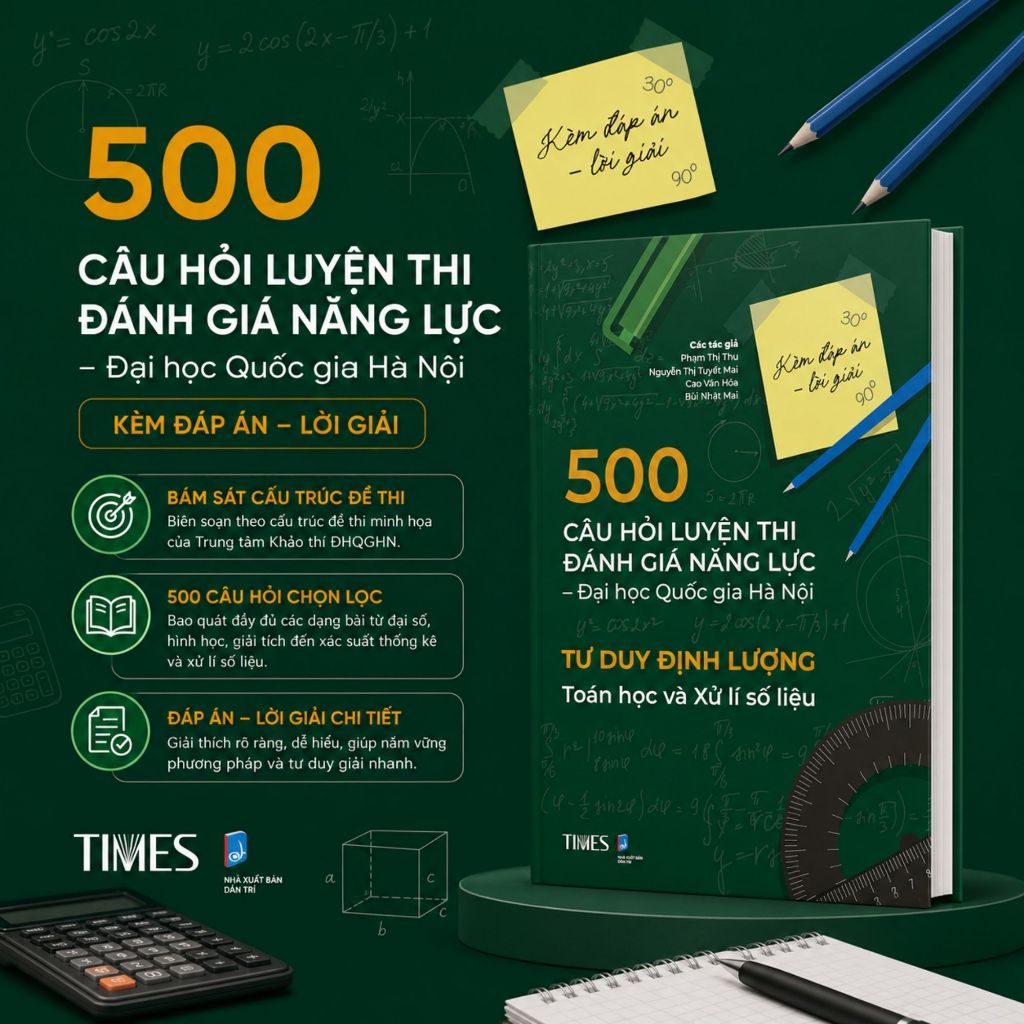 HSA-2025- 500 câu hỏi luyện thi Đánh giá năng lực ĐHQGHN (đáp án, lời giải )-Tư duy định lượng Toán 