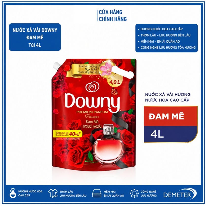 Nước xả vải Downy túi 4L - Hương Đam Mê