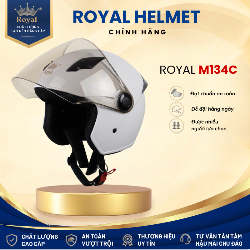 Mũ Bảo Hiểm 3/4 Royal M134C Có Kính Chắn Gió Chính Hãng - Nón Bảo Hiểm Phượt Đi Xe Máy Nam Nữ