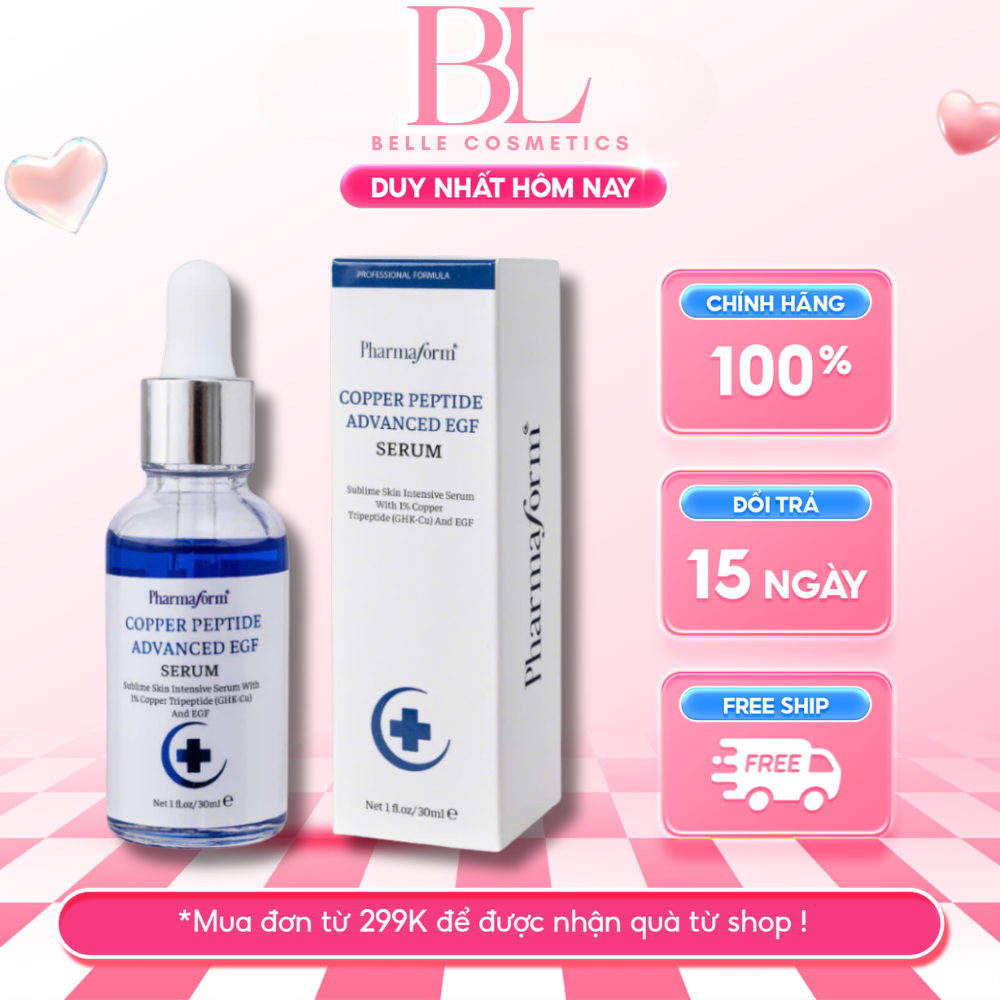 Pharmaform Copper Peptide Advance Serum 30ml - Tinh Chất 1% GHK-Cu & 100ppm EGF Hỗ Trợ Phục Hồi Da, 