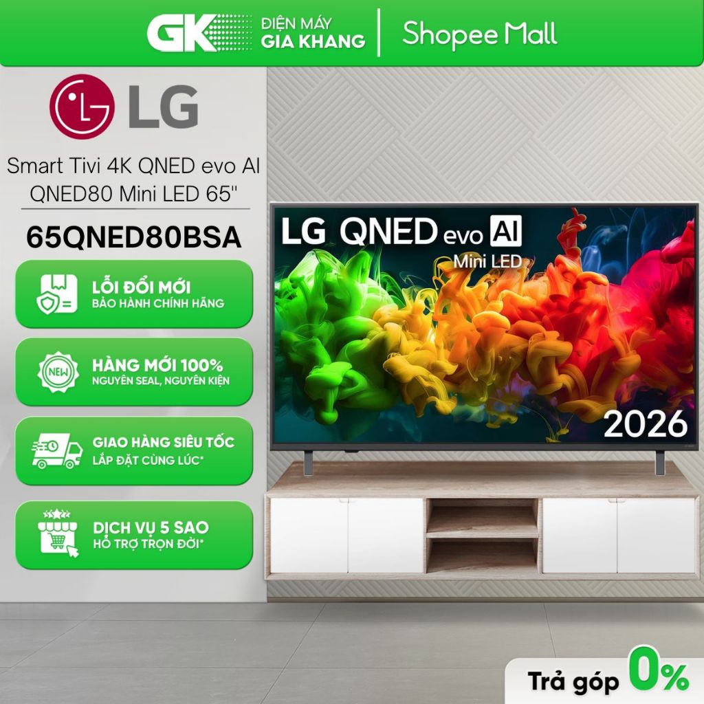 65QNED80BSA | 65UT7350PSB - Smart Tivi 4K LG QNED evo AI QNED80 Mini LED 2026 65 inch 65QNED80BSA [T