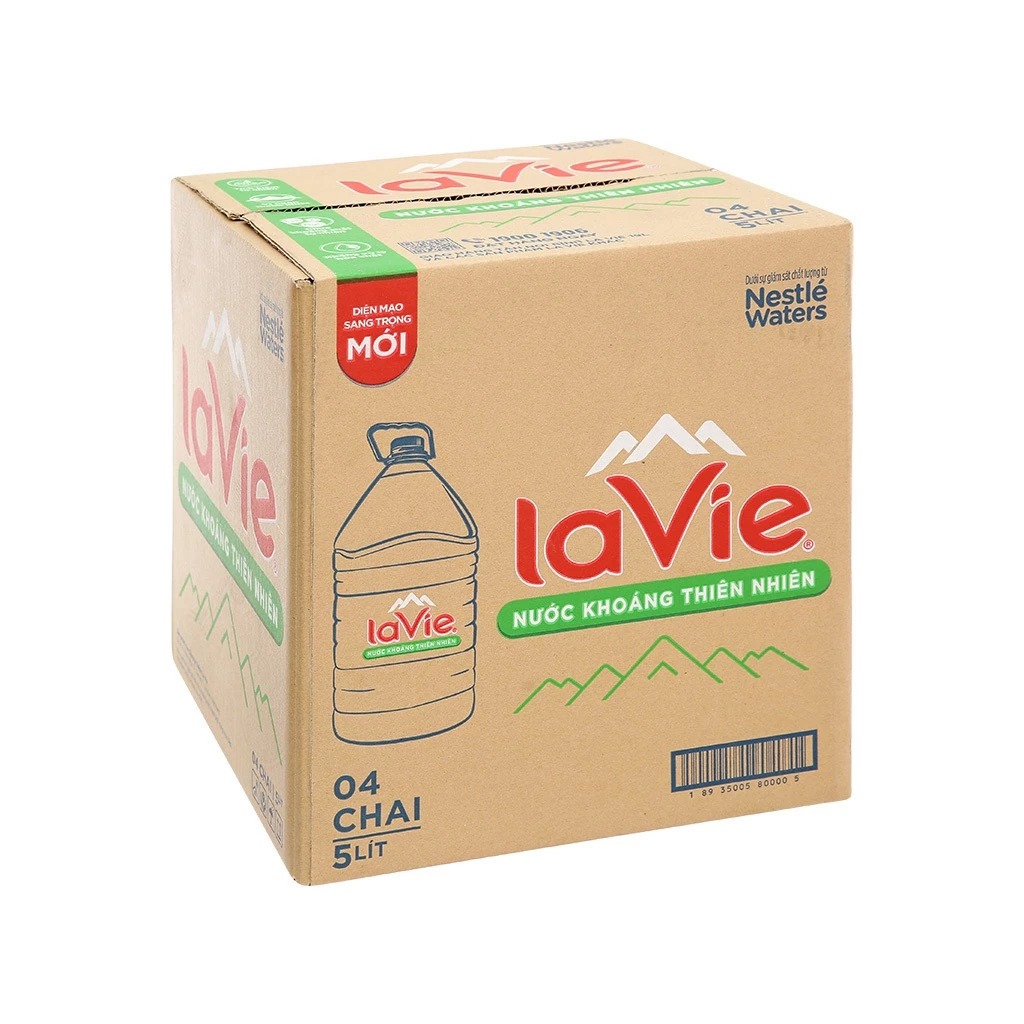 Thùng 4 chai nước khoáng La Vie/ Lavie 5 lít