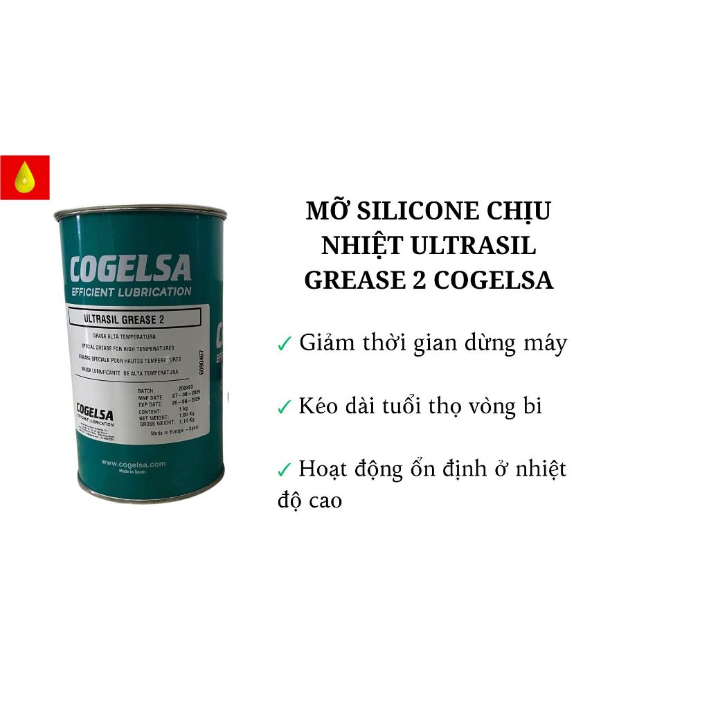Mỡ Silicon ULTRASIL GREASE 2 COGELSA 1Kg | Silicone Grease Chịu Nhiệt 200°C, Chống Nước, Cách Điện