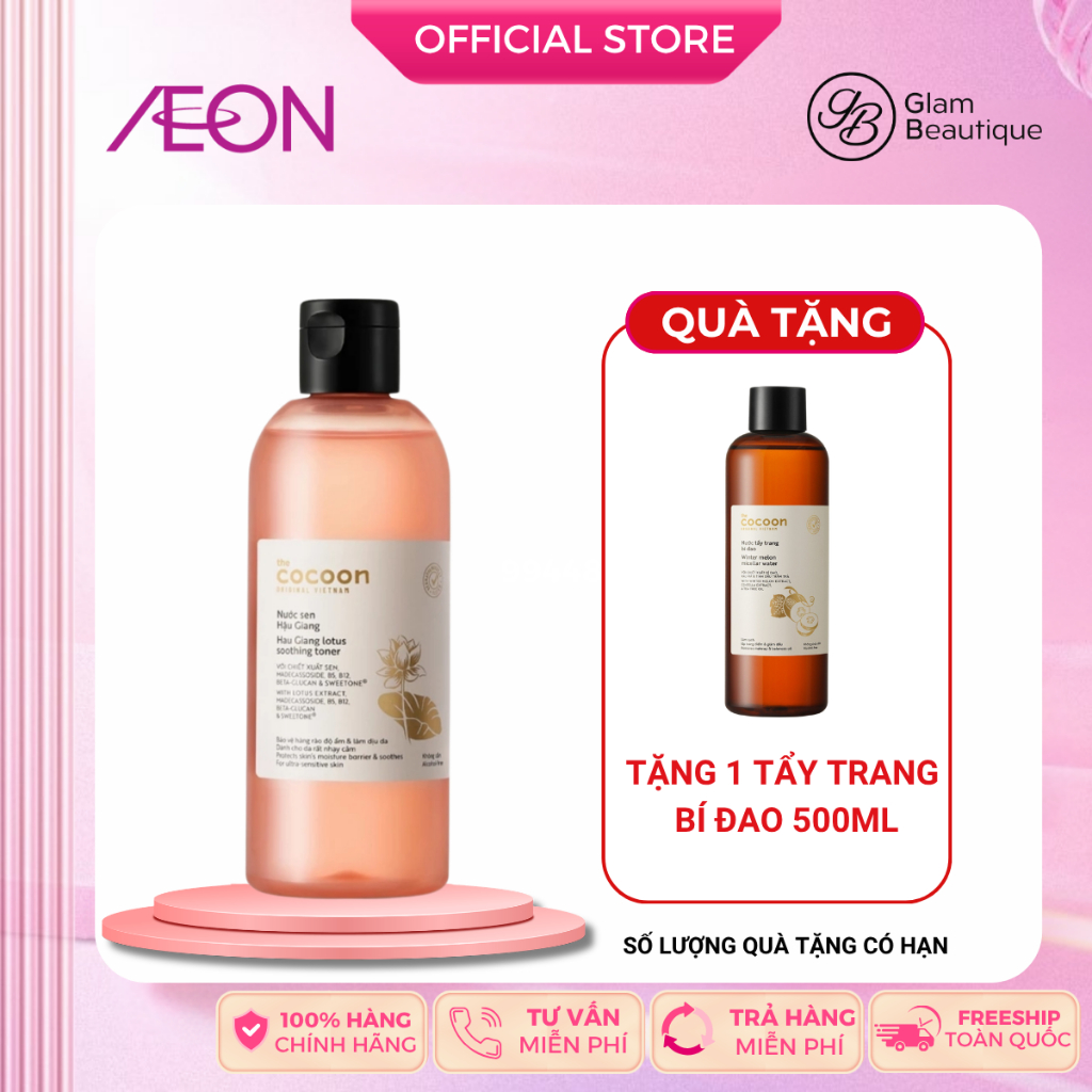 Toner Nước Sen Hậu Giang Cocoon Soothing Toner 310ml Glam Beautique
