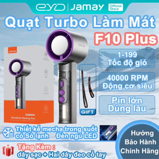 JAMAY F10PLUS Quạt tản nhiệt di động, làm mát trong một giây sức gió siêu mạnh thời lượng pin dài